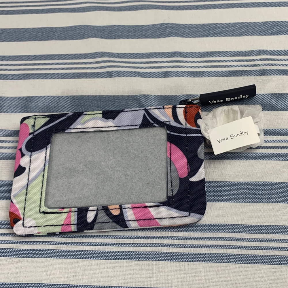 Vera Bradley Mod Paisley Lighten Up Zip ID Case With Keyring